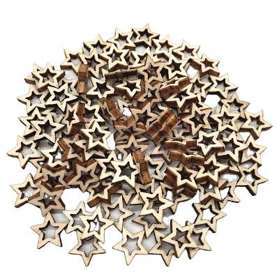 Unfinished Wood Star Shape Discs Slices WOCR-PW0001-026D-1