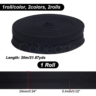 Nbeads 2Roll 40M Fold Over Polyester Ribbons OCOR-NB0001-86-1