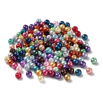 Baking Painted Pearlized Glass Pearl Round Bead Strands HY-Q004-6mm-M-1