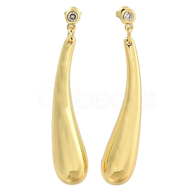 Brass Micro Pave Cubic Zirconia Teardrop Stud Earrings EJEW-K293-17G-1