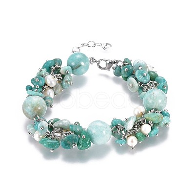 Natural Amazonite Beads Bracelets BJEW-JB04161-1