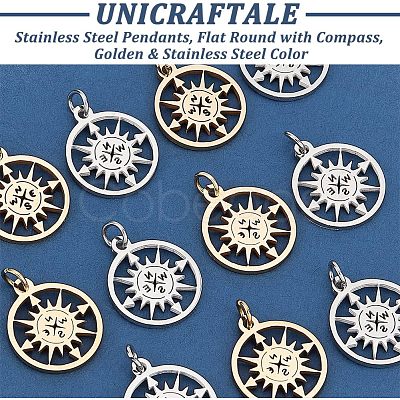 Unicraftale 12pcs 2 Colors 304 Stainless Steel Pendants STAS-UN0038-92-1