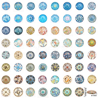 Printed Picture Glass Cabochons GGLA-YW0001-01A-1