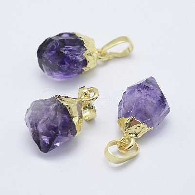 Natural Amethyst Pendants KK-L158-38G-1