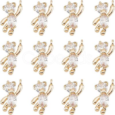 CHGCRAFT 12Pcs Brass Clear Cubic Zirconia Charms KK-CA0003-22-1