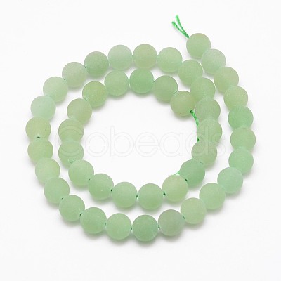 Frosted Round Natural Green Aventurine Beads Strands G-D797-10mm-1