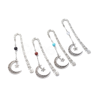 Tibetan Style Alloy Hook Bookmarks AJEW-JK00194-1