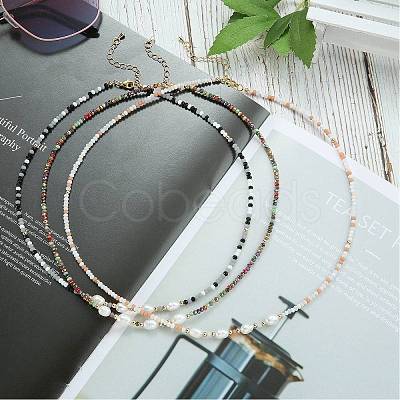 4Pcs 4 Colors Glass Beaded Necklaces Sets NJEW-SZ0001-39-1