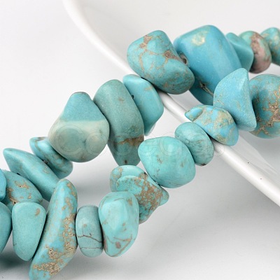 Dyed Natural Green Turquoise Stone Bead Strands X-G-R192-B23-1