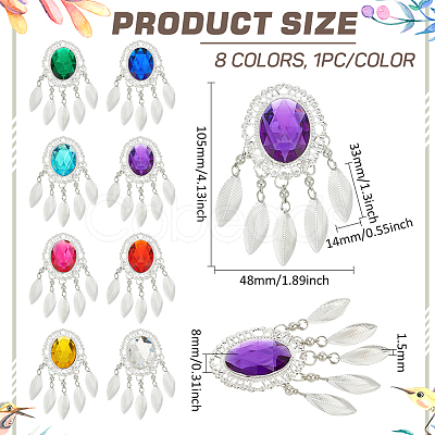 Fingerinspire 8Pcs 8 Colors Iron Big Pendants FIND-FG0003-31S-1