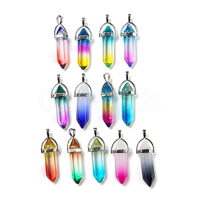 Spray Paint Glass Pendant X-GLAA-H029-02P-1