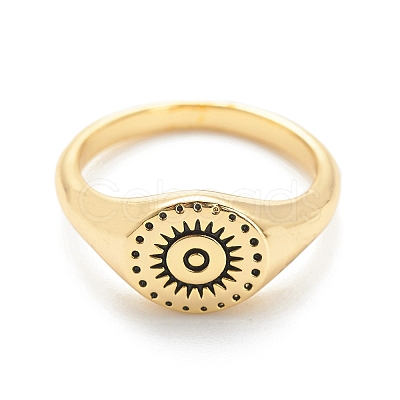 Brass Signet Ring for Women RJEW-E058-01G-05-1