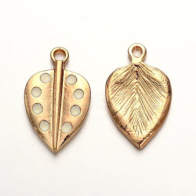 Light Gold Plated Alloy Enamel Leaf Pendants ENAM-J543-05KCG-1