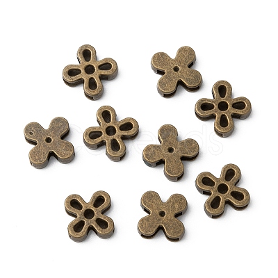 Antique Bronze Tibetan Style Flower Slide Charms X-TIBE-A134958-AB-FF-1