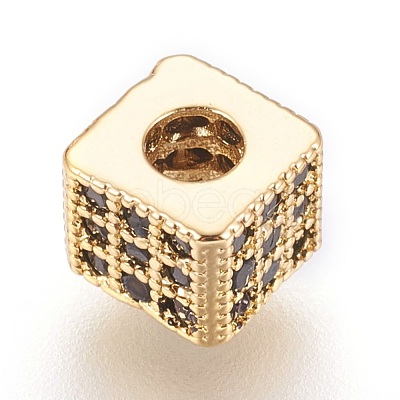 Brass Micro Pave Cubic Zirconia Beads ZIRC-F088-026G-1