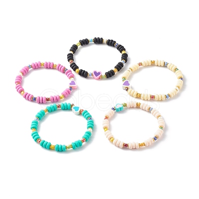 Handmade Polymer Clay Beads Stretch Bracelets BJEW-JB06432-1