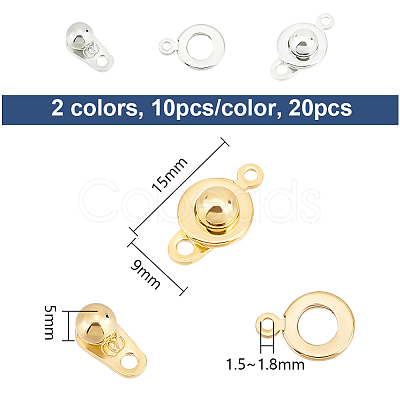 Unicraftale 20Pcs 2 Colors 201 Stainless Steel Snap Clasps STAS-UN0052-99-1