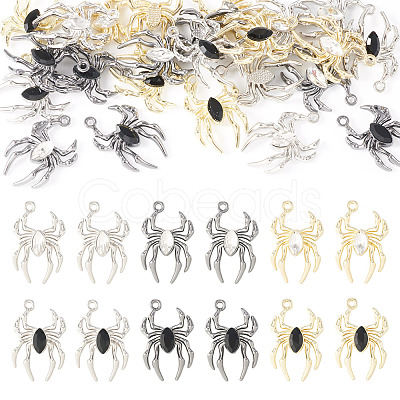 Pandahall 24Pcs 6 Color Glass Spider Pendant FIND-TA0003-07-1