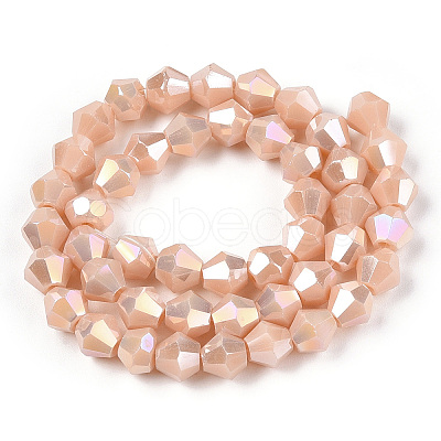 Opaque Solid Color Electroplate Glass Beads Strands EGLA-A039-P6mm-B06-1