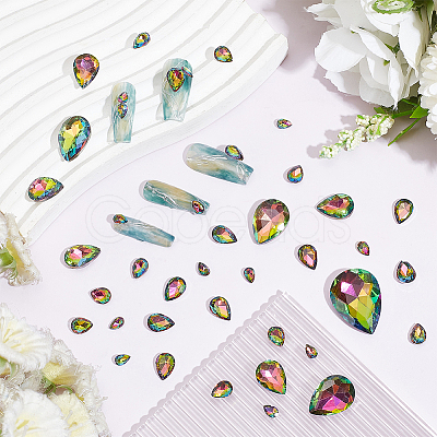 94Pcs 6 Style Glass Rhinestone Cabochons GLAA-FG0001-15-1