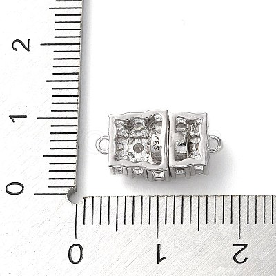 Rhodium Plated 925 Sterling Silver Pave Clear Cubic Zirconia Magnetic Clasps STER-D005-04P-1