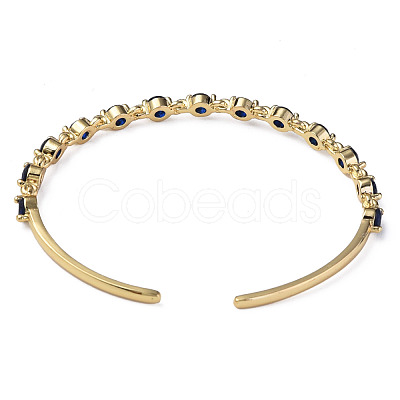 Cubic Zirconia Flat Round Open Cuff Bangle BJEW-N012-032C-1