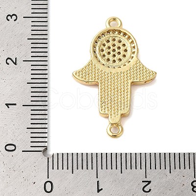 Rack Plating Brass Micro Pave Clear Cubic Zirconia Hamsa Hand Links Connector Charms KK-K385-118G-1