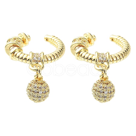 Rack Plating Brass Micro Pave Cubic Zirconia Cuff Earring EJEW-C086-14G-1