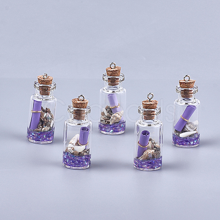 Glass Wishing Bottle Pendant Decorations A-GLAA-S181-02A-1