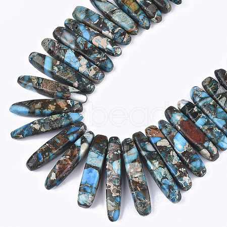 Synthetic Gold Line Imperial Jasper Beads Strands G-S355-13C-1