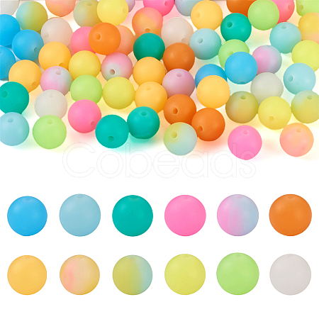 Pandahall 72Pcs 12 Colors Luminous Round Food Grade Silicone Beads SIL-TA0001-38-1