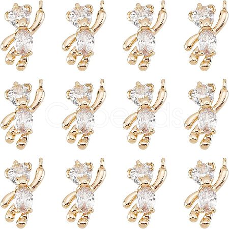 CHGCRAFT 12Pcs Brass Clear Cubic Zirconia Charms KK-CA0003-22-1