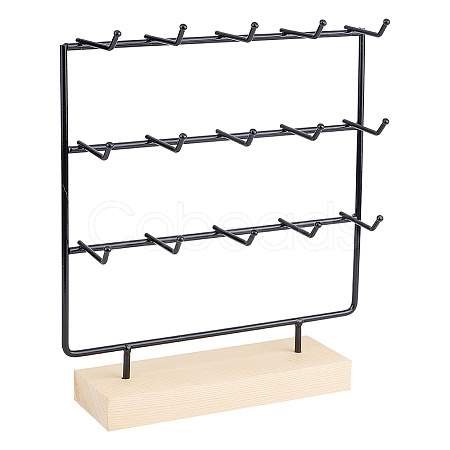 3-Tier 15-Hook Iron Earring Display Card Stands EDIS-WH0016-053A-1