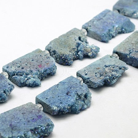 Electroplated Natural Druzy Crystal Beads Strands G-N0257-05-1