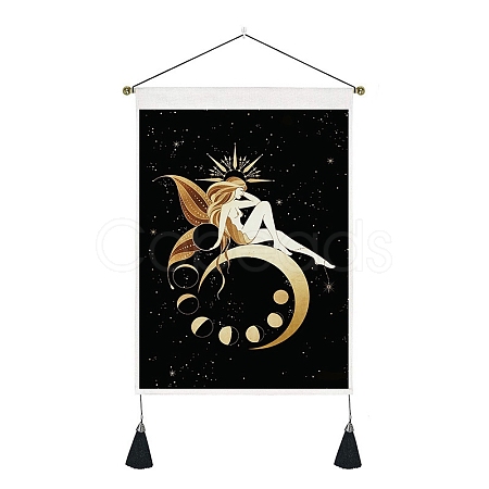 New Moon and Girl Hanging Tapestry Starry Sky Background Wall Living Room Bedroom Hanging Painting Can PW-WGFDEFE-07-1