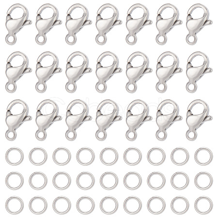 SUNNYCLUE 120Pcs 304 Stainless Steel Lobster Claw Clasps with 120Pcs Open Jump Rings STAS-SC0004-90-1