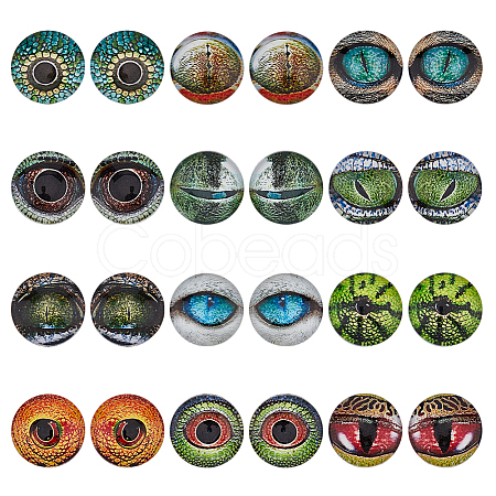 CHGCRAFT 12 Sets 12 Style Luminous Self Adhesive Glass Eyes Cabochons GLAA-CA0001-58-1