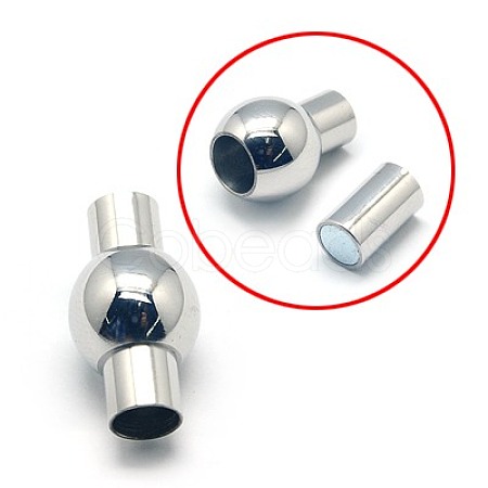 304 Stainless Steel Magnetic Clasps with Glue-in Ends STAS-E006-24-1