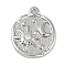 Brass Micro Pave Cubic Zirconia Pendants, Flat Round with Sun & Moon, Platinum, 17x13.5x2mm, Hole: 1.2mm