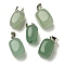 Natural Green Aventurine Pendants, with Stainless Steel Color Plated 201 Stainless Steel Snap on Bails, Rectangle, 20.5~21x11~11.5x11~12.5mm, Hole: 8x4mm