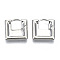 Brass Huggie Hoop Earrings, Square, Nickel Free, Real Platinum Plated, 19x18.5x3mm, Pin: 1mm