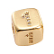 Brass Micro Pave Cubic Zirconia Beads, Cube with Number, Clear, Golden, Num.1, 8.5x8.5x8.5mm, Hole: 3.5mm