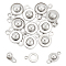 Unicraftale 10Pcs Brass Snap Clasps, Flat Round, Real Platinum Plated, 15.5x9x4.5mm, Hole: 1.2~1.5mm