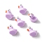 Opaque Resin Pendants, Duck Charm, with Platinum Tone Iron Findings, Plum, 18x12x16mm, Hole: 2mm