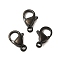 Ion Plating(IP) 304 Stainless Steel Lobster Claw Clasps, Parrot Trigger Clasps, Black, 13x8x4mm, Hole: 1.5mm