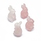 Natural Rose Quartz Sculpture Display Decorations, for Home Office Desk, Rabbit, 17~19x17~18.5x32~37mm