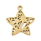 201 Stainless Steel Pendants, Hollow, Star, Golden, 16x15x1mm, Hole: 1.4mm