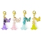 Alloy Enamel Butterfly & Acrylic Flower Pendant Decoration, Gemstone Chips and Lobster Claw Clasps Charm, Mixed Color, 52~53mm