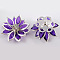 Acrylic Rhinestone Flower Flat Back Cabochons, with Brass Findings, Blue Violet, 24x7mm