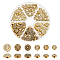 PandaHall Elite 130pcs 6 Style Tibetan Style Alloy Beads, Flat Round, Antique Golden, 7~11x7~10x3~6mm, Hole: 1~1.5mm, 130pcs/box